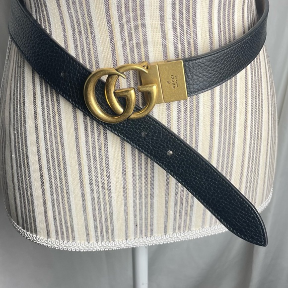 Gucci Unisex Reversible Double GG Black Leather Belt Black To Brown Size 26 - Picture 5 of 11